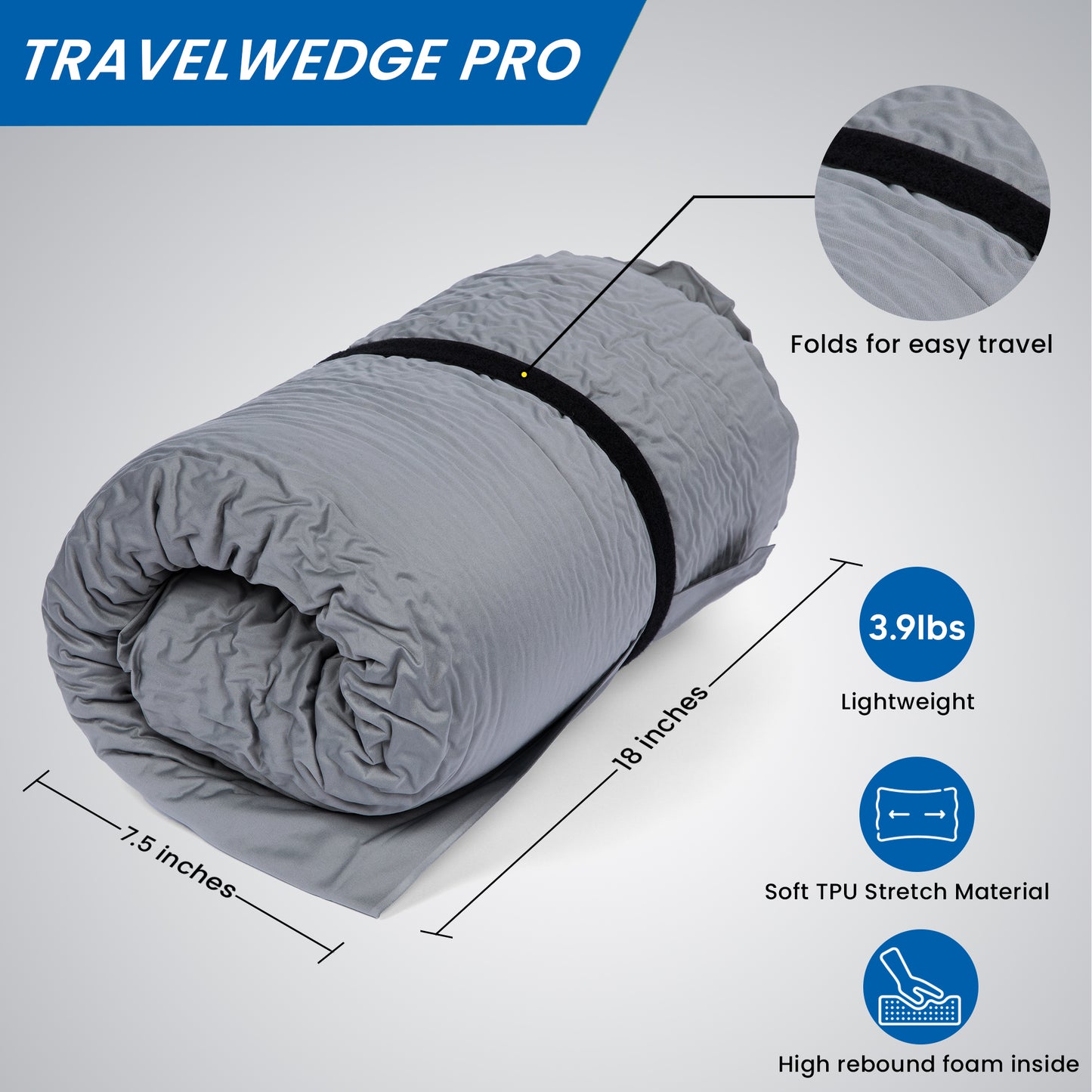 Self Inflating Bed Wedge Pillow - Travelwedge PRO - 30 Inch