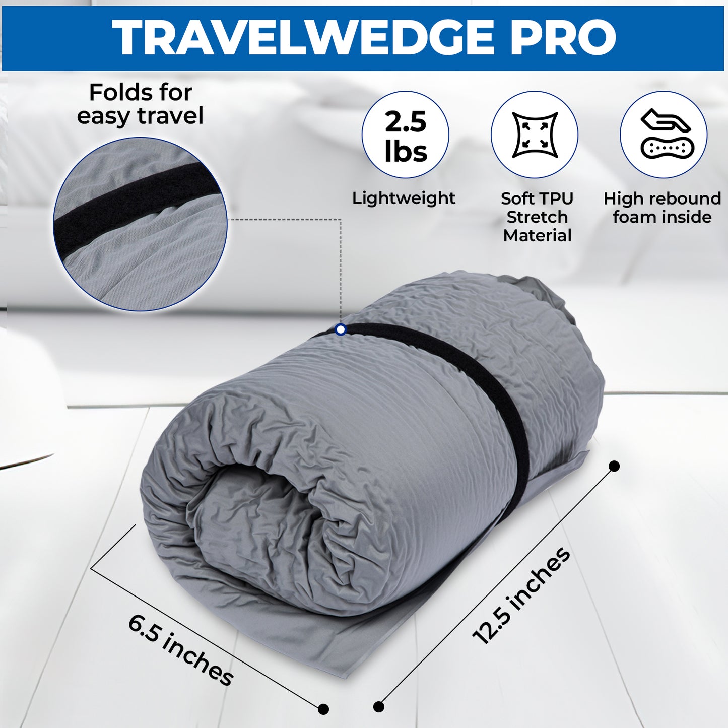 Self Inflating Bed Wedge Pillow - Travelwedge PRO - 22 Inch